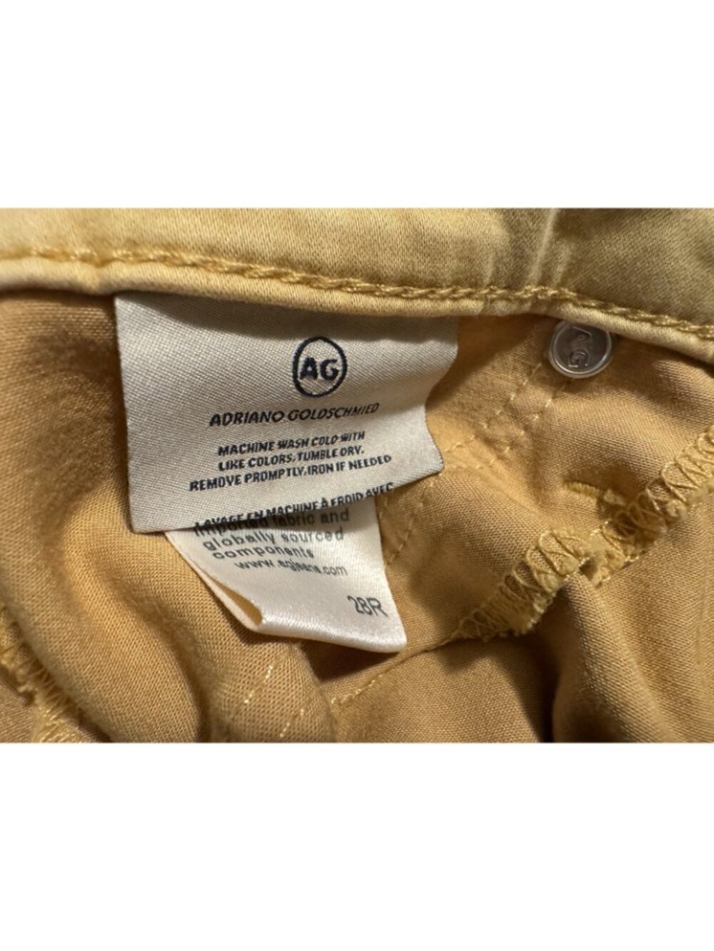 AG Adriano Goldschmied The Abbey Ankle Mid Rise Jeans Yellow Mustard Size 28R - Picture 5 of 8